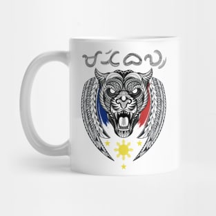 Tribal line Art Tiger / Baybayin word Matibay (Tough/Strong) Mug